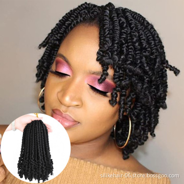 8 inch Ombre Black Brown Bomb Spring Twist Crochet Braiding Hair Fluffy Pre-twisted Passion Twist Synthetic Hair Extensions